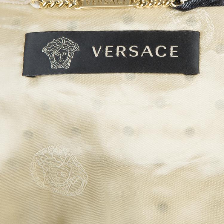 Pre Owned Versace Beige Eyelet Studded Leather Jacket S