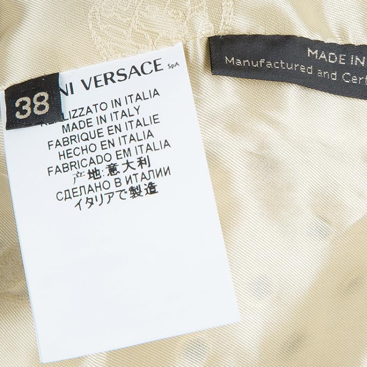 Pre Owned Versace Beige Eyelet Studded Leather Jacket S