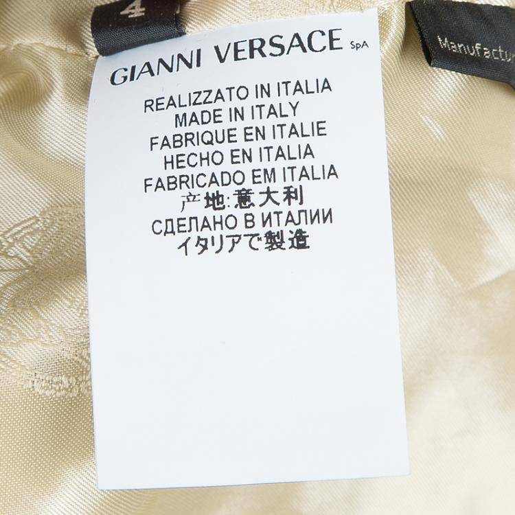 Pre Owned Versace Beige Eyelet Studded Leather Jacket S