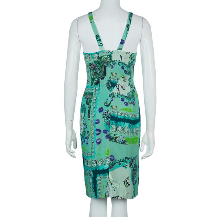 Pre Owned Versace Collection Multicolor Print Sleeveless Dress M