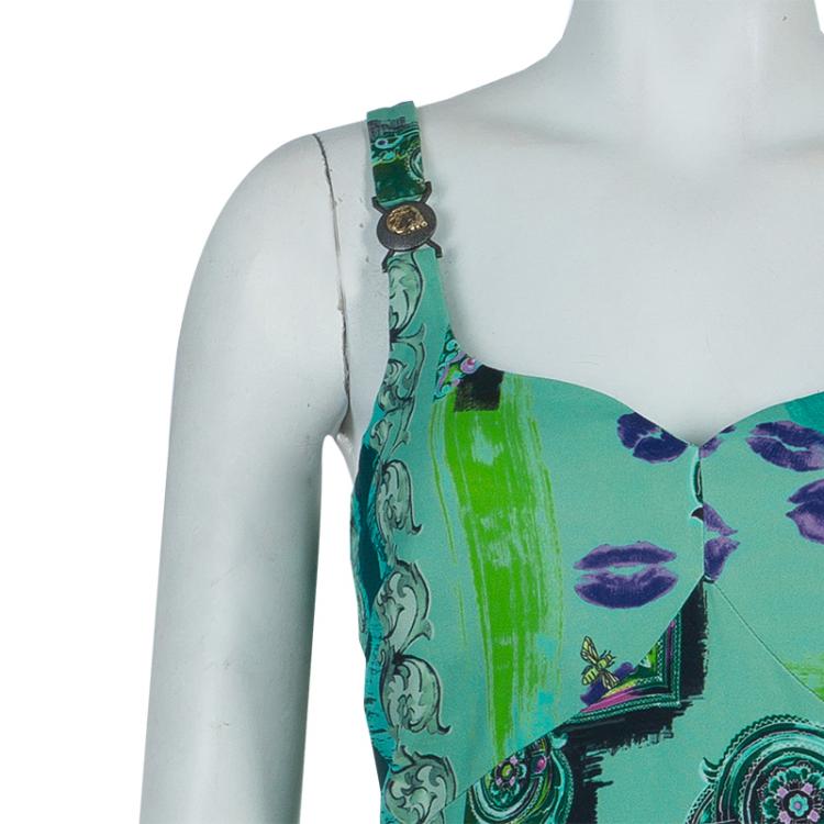 Pre Owned Versace Collection Multicolor Print Sleeveless Dress M
