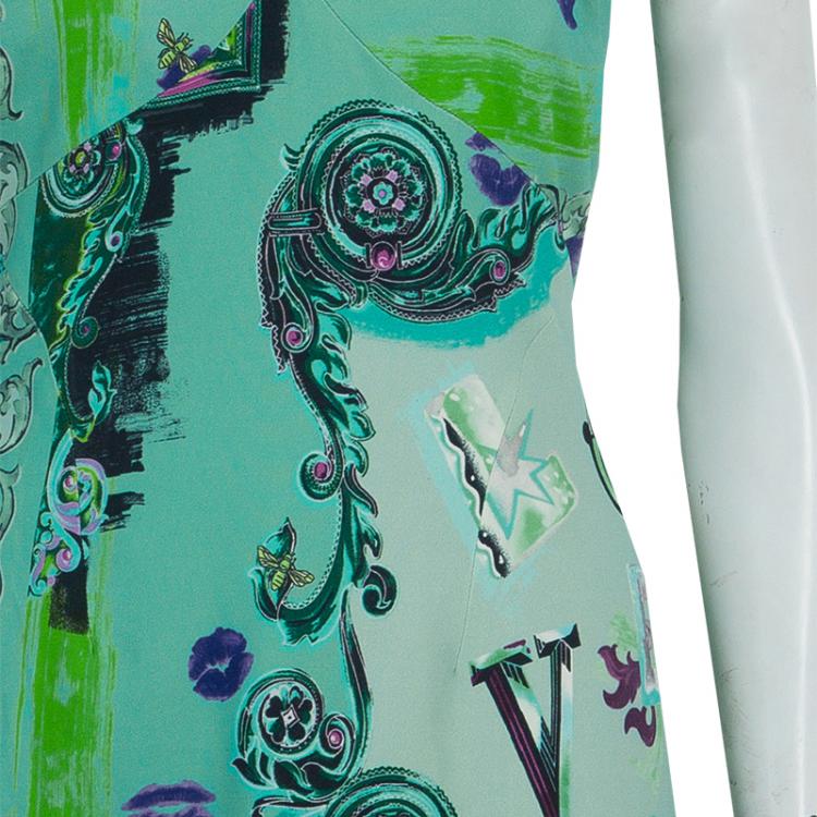 Pre Owned Versace Collection Multicolor Print Sleeveless Dress M