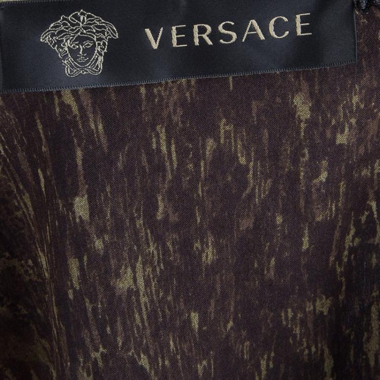 Pre Owned Versace Blue Animal Print Sleeveless Silk Dress M