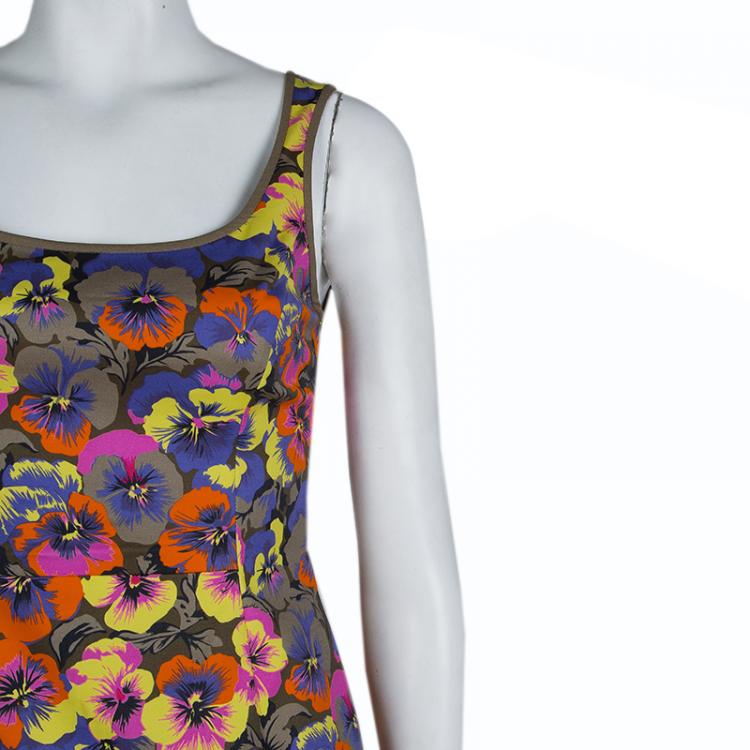 مملوكة مسبقًا  Versace Multicolor Floral Print Sleeveless Dress S