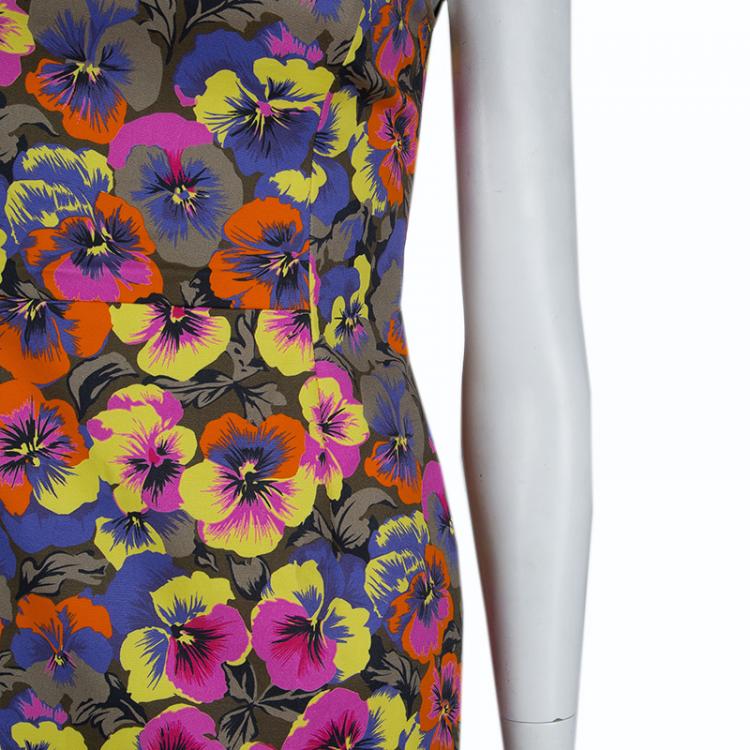 مملوكة مسبقًا  Versace Multicolor Floral Print Sleeveless Dress S