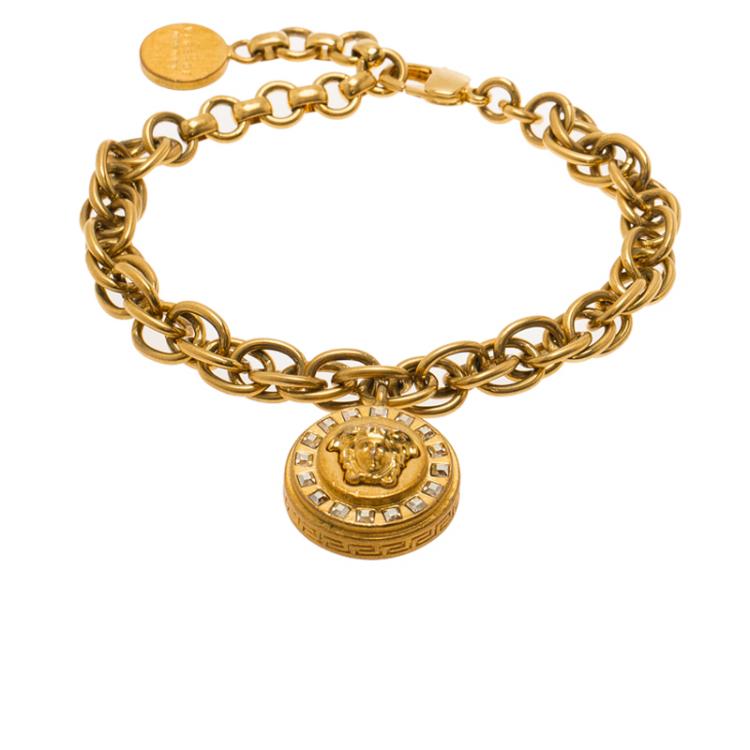 Pre Owned Versace Icon Medusa Gold Tone Bracelet