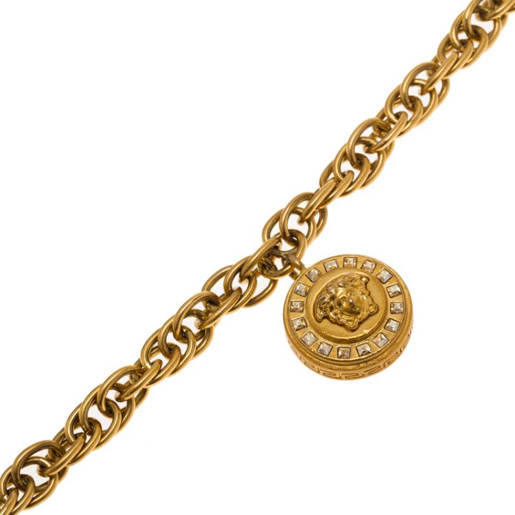 Pre Owned Versace Icon Medusa Gold Tone Bracelet
