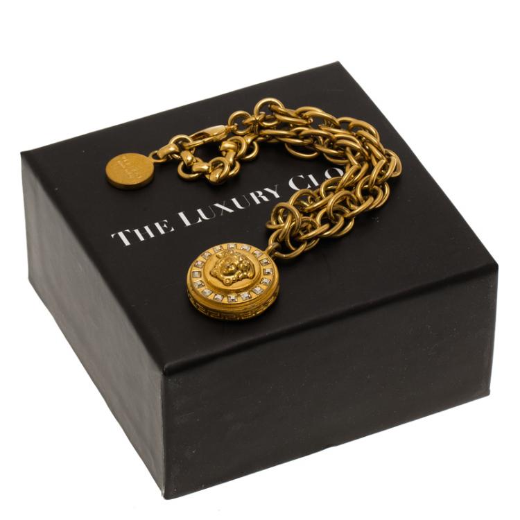 Pre Owned Versace Icon Medusa Gold Tone Bracelet