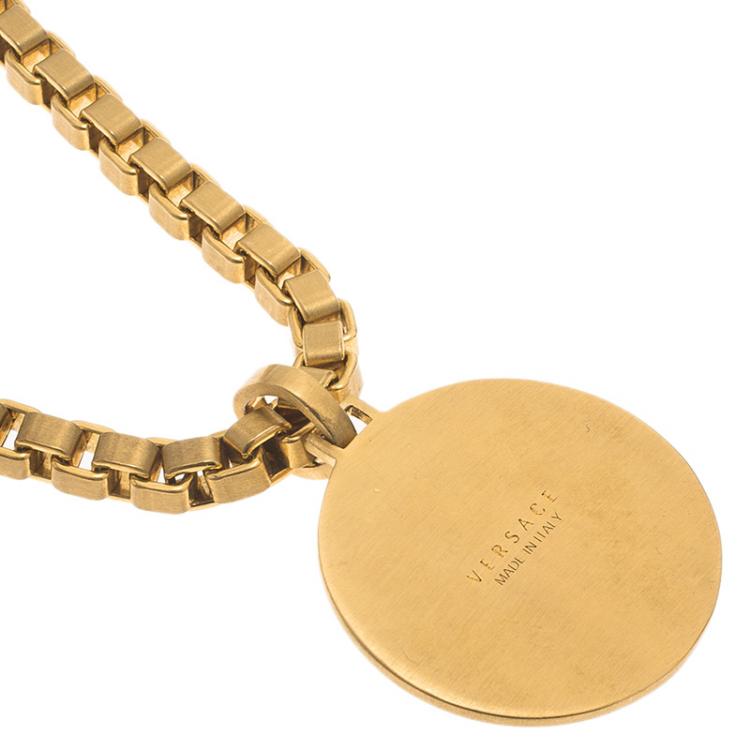 Pre Owned Versace Icon Medusa Gold Tone Pendant Necklace