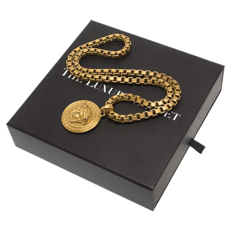Pre Owned Versace Icon Medusa Gold Tone Pendant Necklace