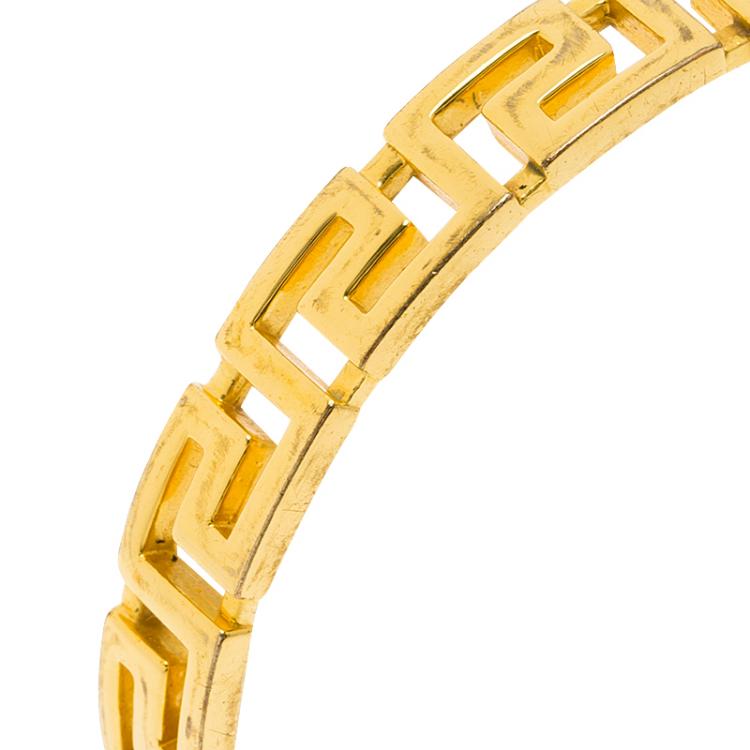 Pre Owned Versace Greek Gold Tone Bangle 19cm