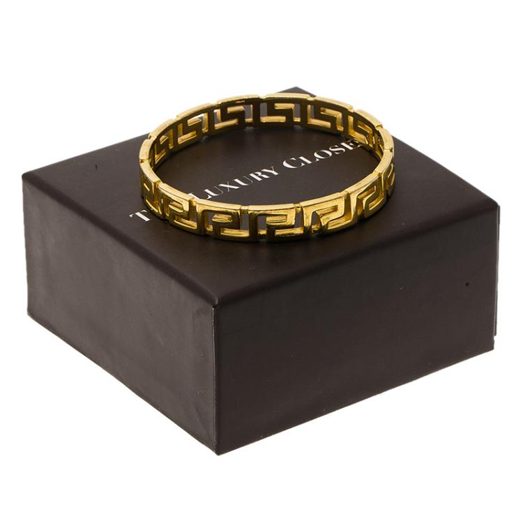 Pre Owned Versace Greek Gold Tone Bangle 19cm