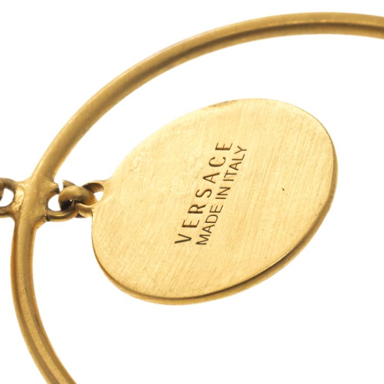 Pre Owned Versace Medusa Gold Tone Hoop Earrings