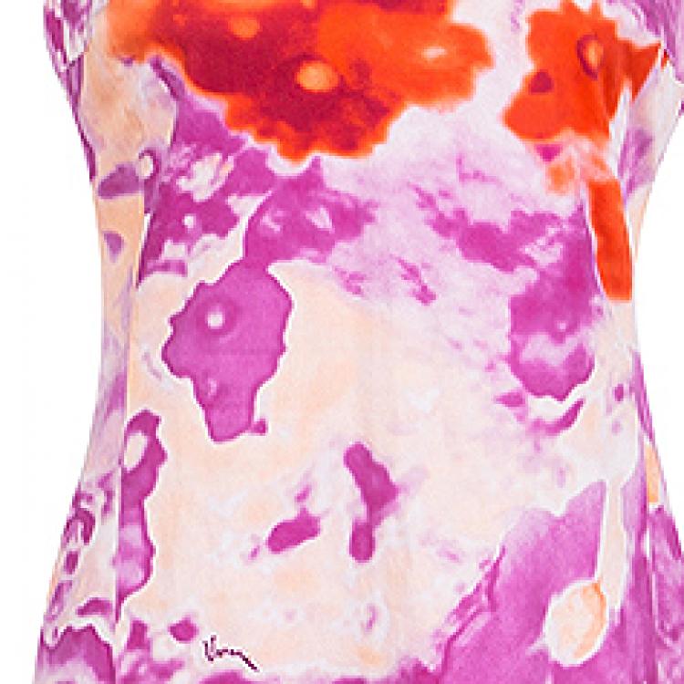 Pre Owned Versace Multicolor Floral Printed Cotton Sleeveless V-Neck Dress M