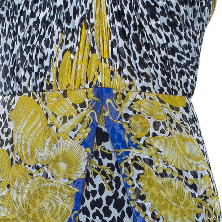 Pre Owned Versace Scarf Leopard Print Halterneck Dress M