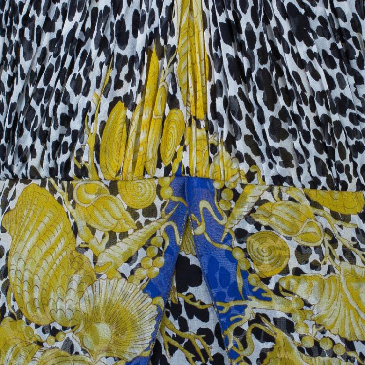 Pre Owned Versace Scarf Leopard Print Halterneck Dress M