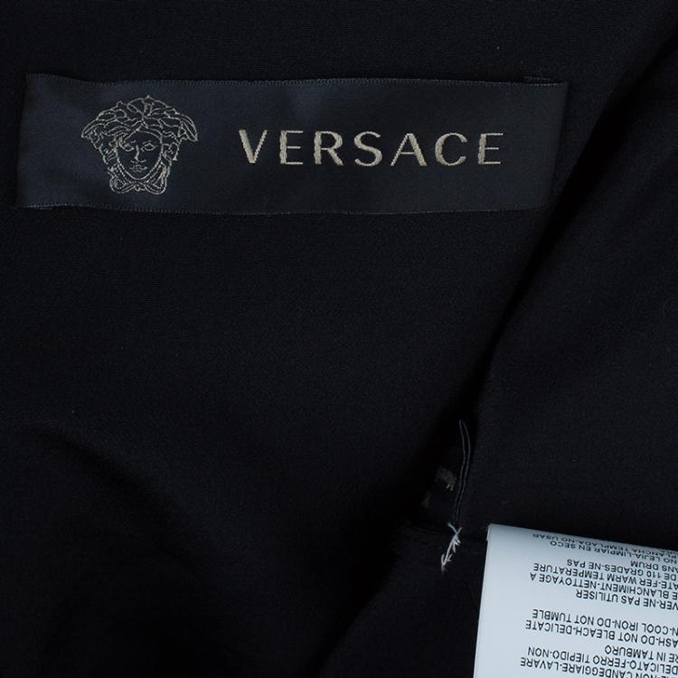 Pre Owned Versace Scarf Leopard Print Halterneck Dress M