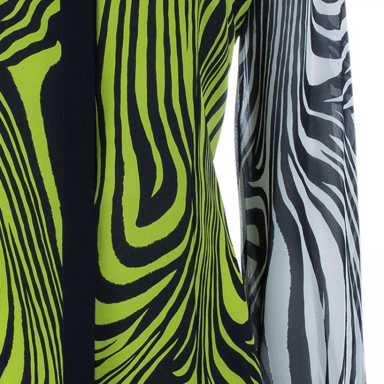 Pre Owned Versace Yellow Printed Chiffon Shirt M