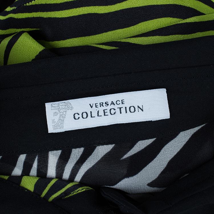 Pre Owned Versace Yellow Printed Chiffon Shirt M