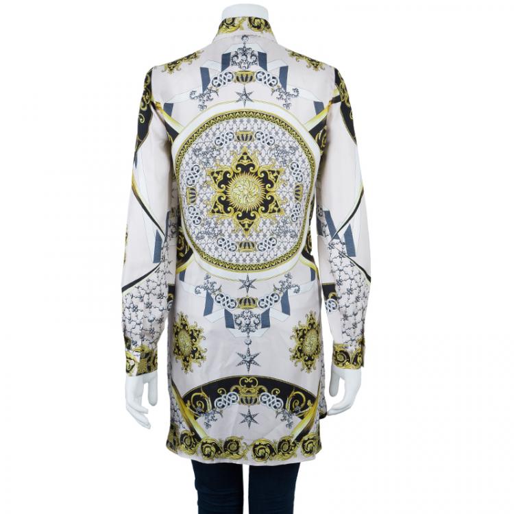 Pre Owned Versace Multicolor Silk Shirt Dress M