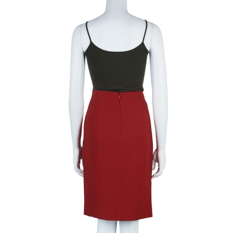 Pre Owned Versace Collection Red Pencil Skirt M