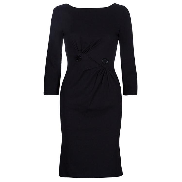 Pre Owned Versace Black Button Detail Long Sleeve Dress S
