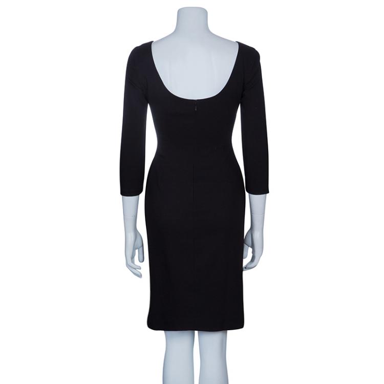 Pre Owned Versace Black Button Detail Long Sleeve Dress S