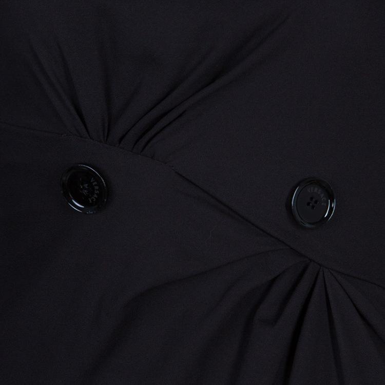 Pre Owned Versace Black Button Detail Long Sleeve Dress S