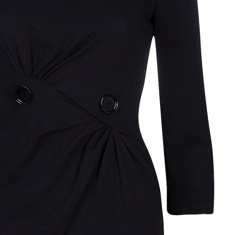 Pre Owned Versace Black Button Detail Long Sleeve Dress S