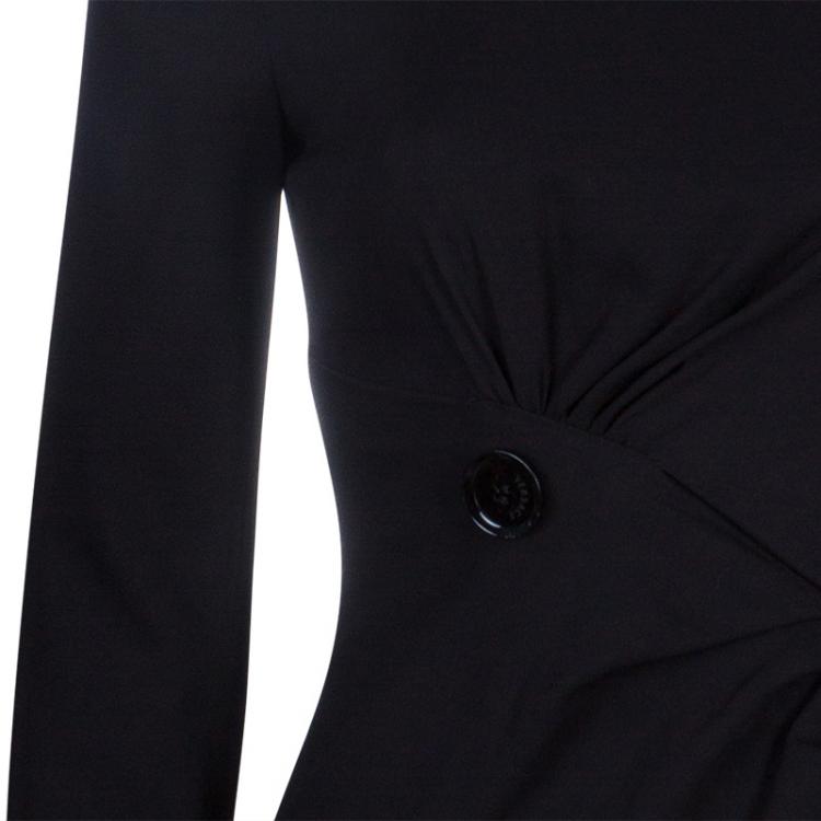 Pre Owned Versace Black Button Detail Long Sleeve Dress S