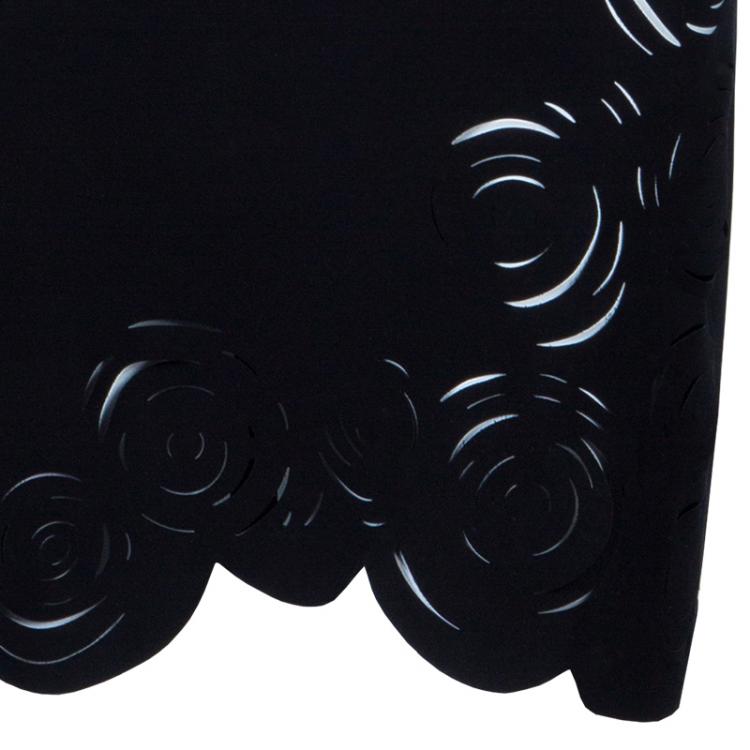 Pre Owned Versace Black Rose Detail Mini Dress S