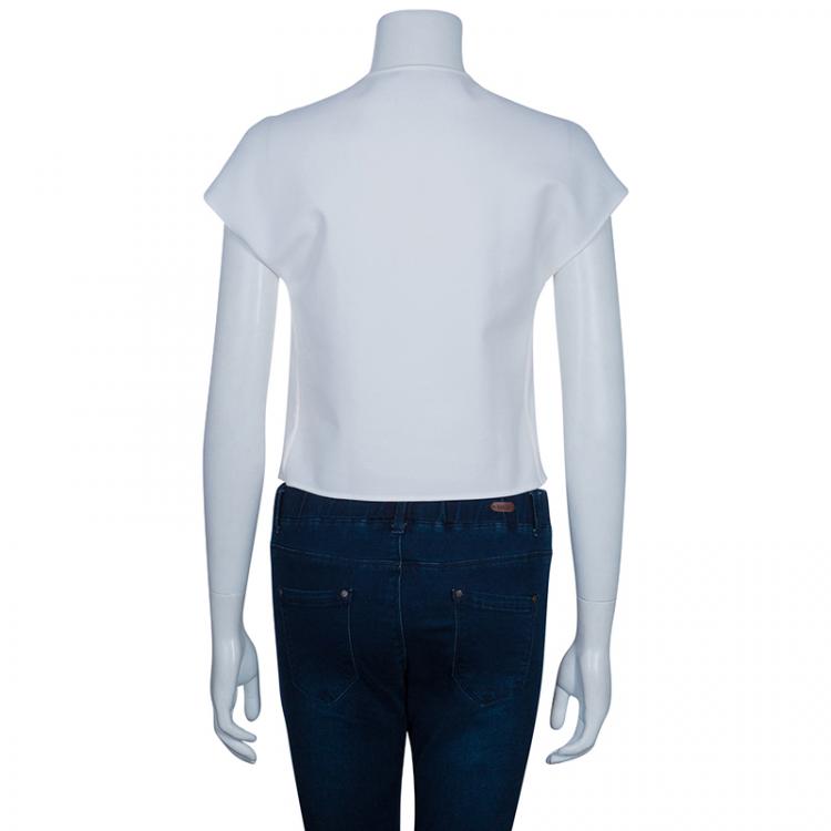 Pre Owned Versace Off-white Short Sleeve Top S