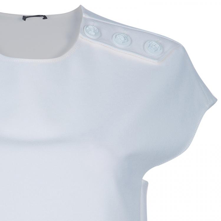 Pre Owned Versace Off-white Short Sleeve Top S