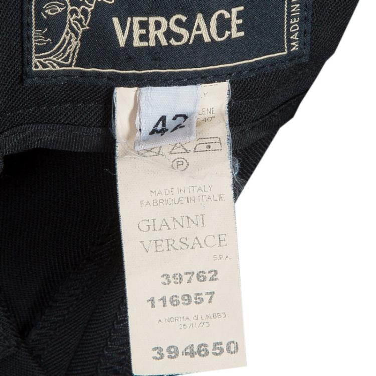 Pre Owned Versace Black Wool Trousers M