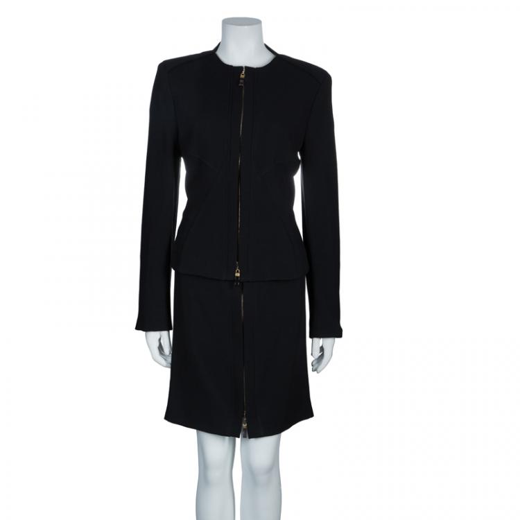 Pre Owned Versace Black Skirt Suit L