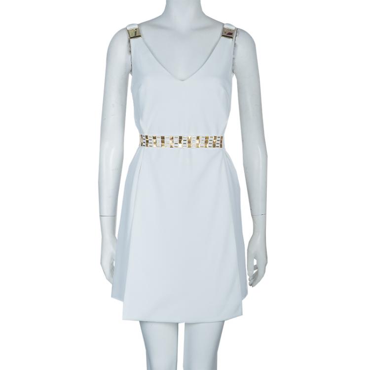 Versace White Belted Dress M Versace