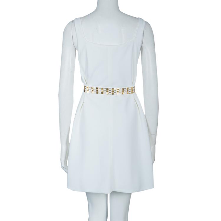 Pre Owned Versace White Belted Dress M