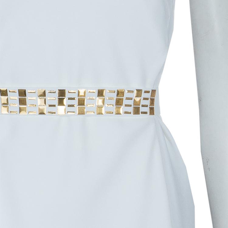 Pre Owned Versace White Belted Dress M