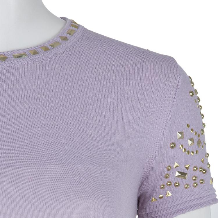 Pre Owned Versace Purple Embellished Dress S