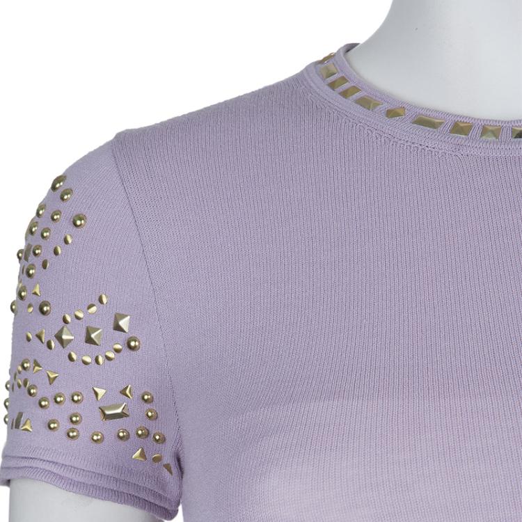 Pre Owned Versace Purple Embellished Dress S