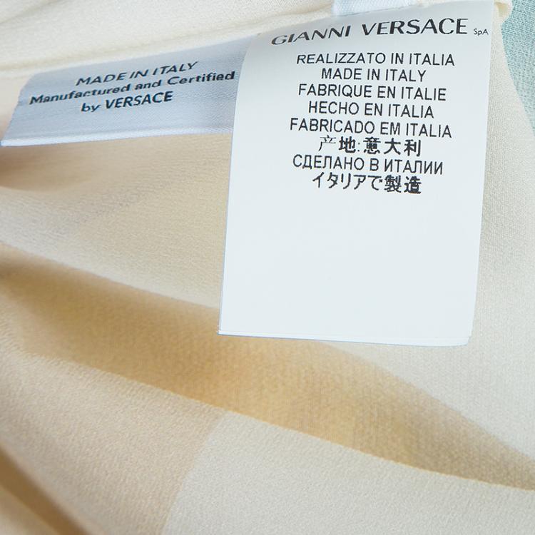 Pre Owned Versace Multicolor Print Sleeve Tab Detail Silk Blouse S