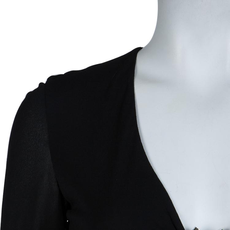 Pre Owned Versace Black Pleated Long Sleeve Dress S