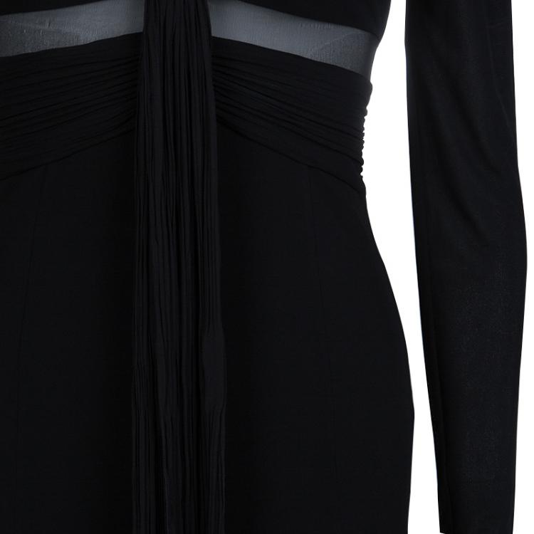 Pre Owned Versace Black Pleated Long Sleeve Dress S