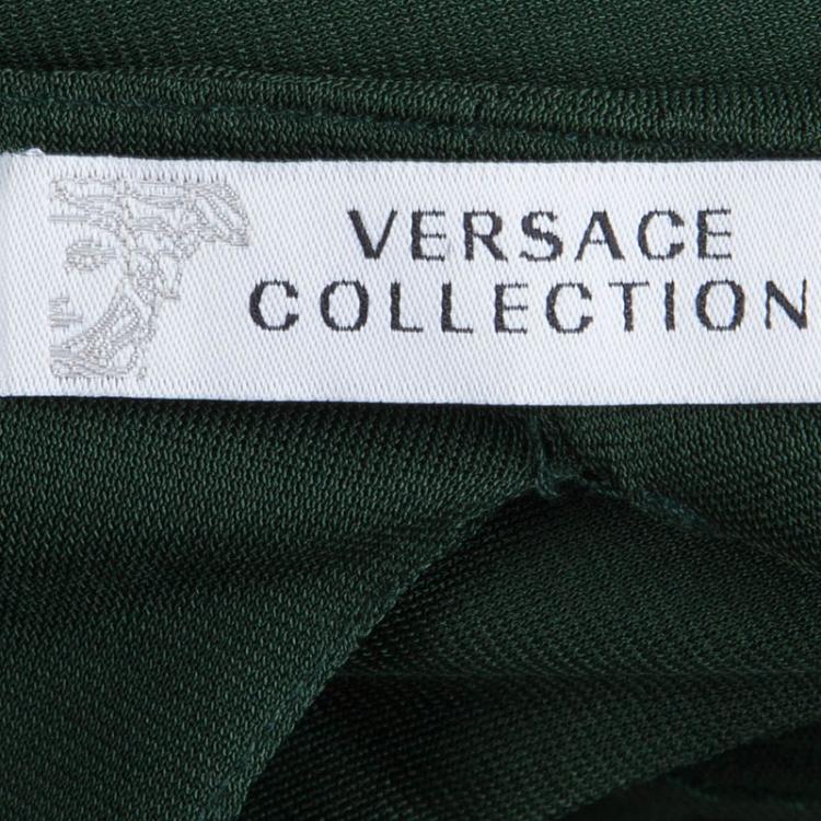 Pre Owned Versace Collection Green Ruched Zip Detailed Sleeveless Gown XL