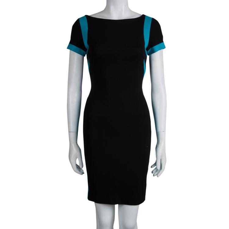 Pre Owned Versace Collection Black Knit Colorblock Dress M