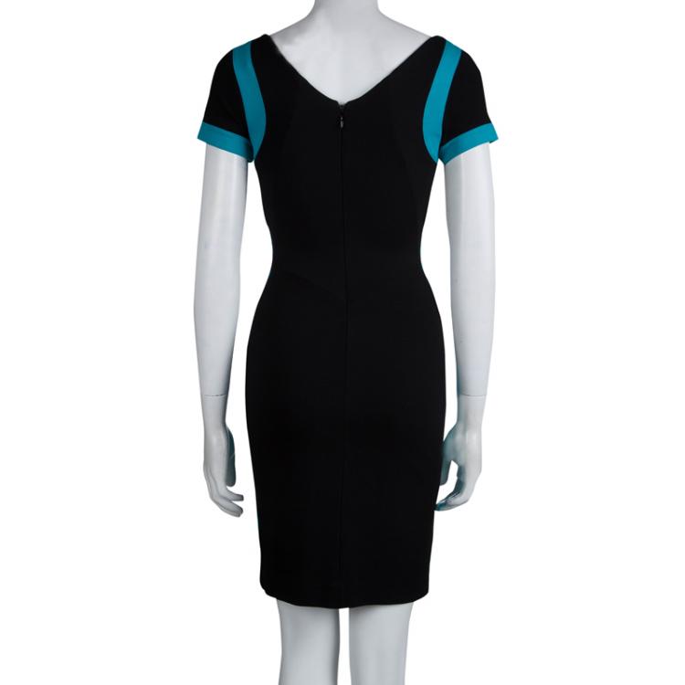 Pre Owned Versace Collection Black Knit Colorblock Dress M