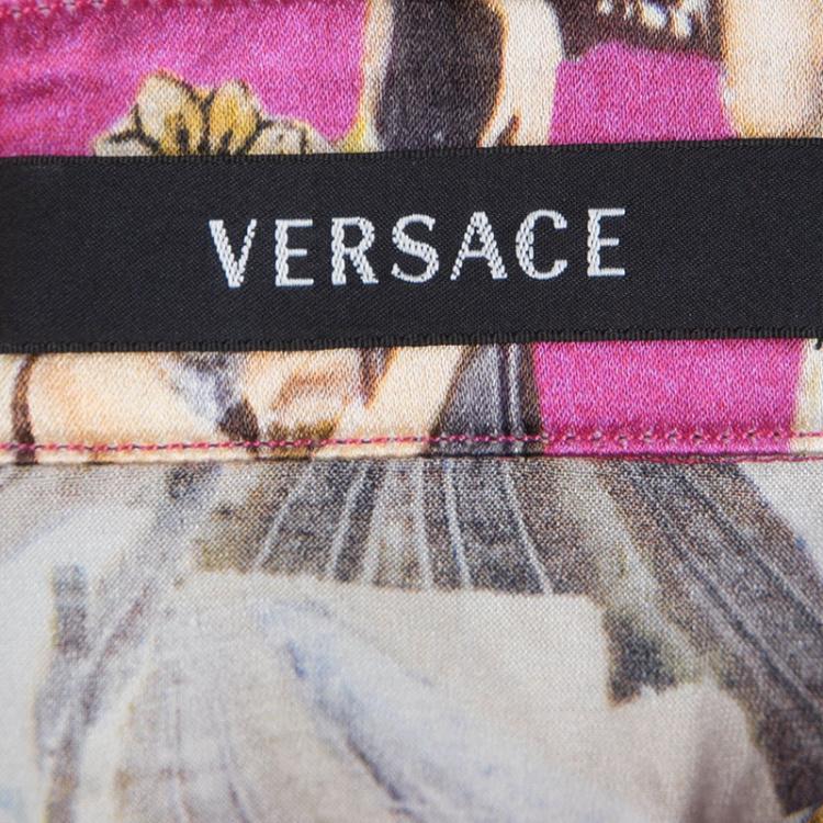 Pre Owned Versace Multicolor Printed Silk Button Down Shirt S