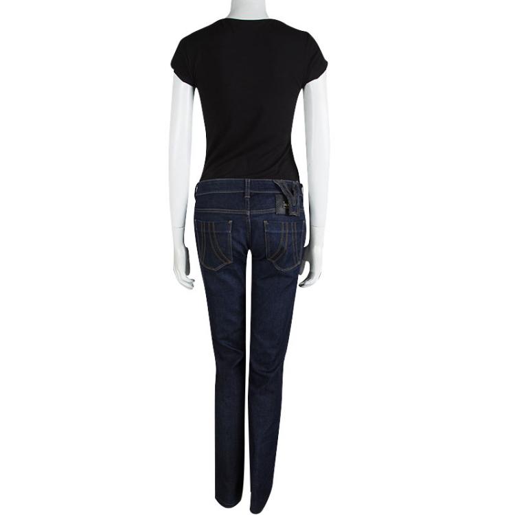 Pre Owned Versace Indigo Dark Wash Denim Straight Fit Jeans M