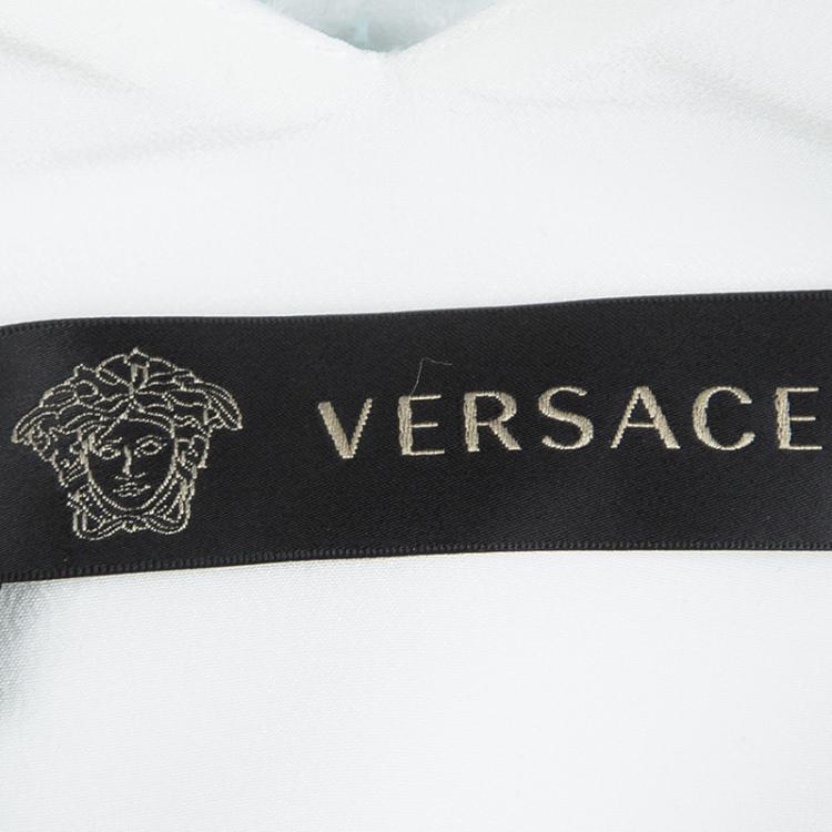 Pre Owned Versace Pink and White Colorblock Mesh Insert Sleeveless Cocktail Dress M