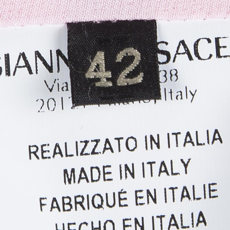Pre Owned Versace Pink and White Colorblock Mesh Insert Sleeveless Cocktail Dress M